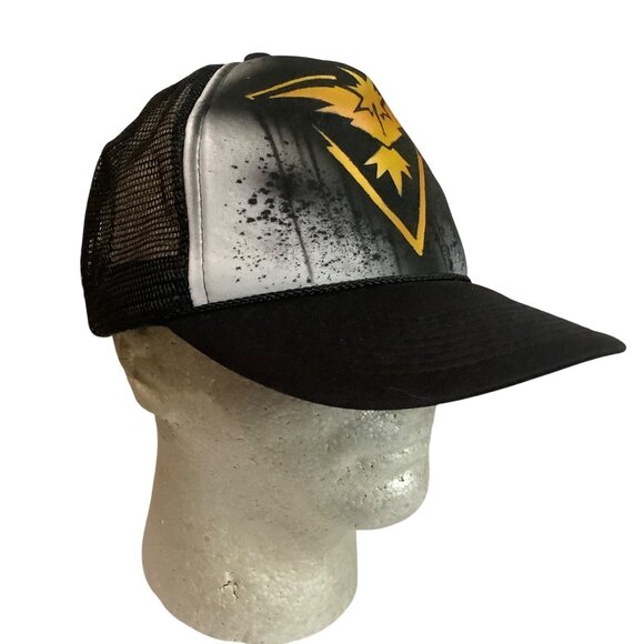 Pokémon Go Airbrush Look Black Yellow Trucker Hat Adjustable 6 Panel OS - Picture 2 of 6
